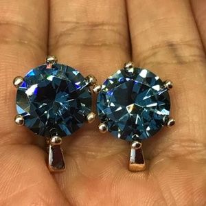 Big blue earrings - rose gold tone